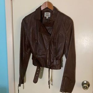 Woman’s Esley Small Faux Leather Brown Jacket
